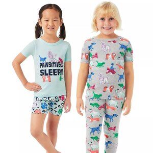 NEW Member's Mark Girls 4 Piece Organic Cotton Pajama Set Dogs & Cats